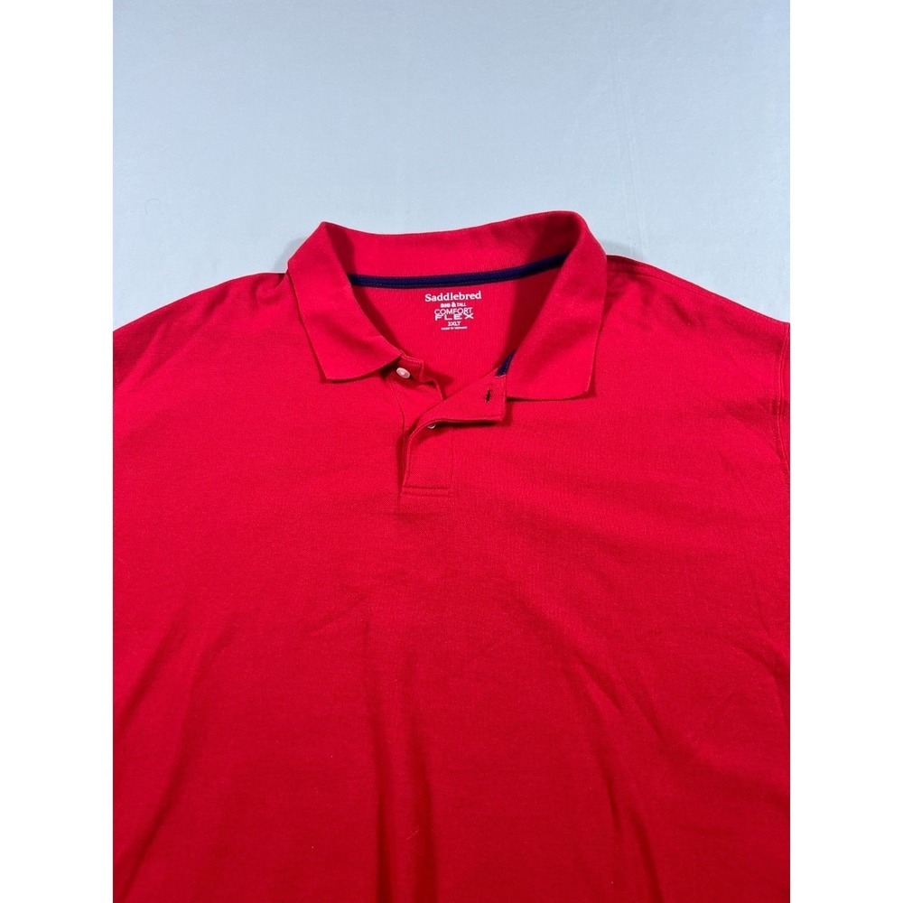 Saddlebred Comfort Flex Mens Red Big & Tall Polo Shirt 3XLT Short Sleeve Golf - Picture 4 of 9